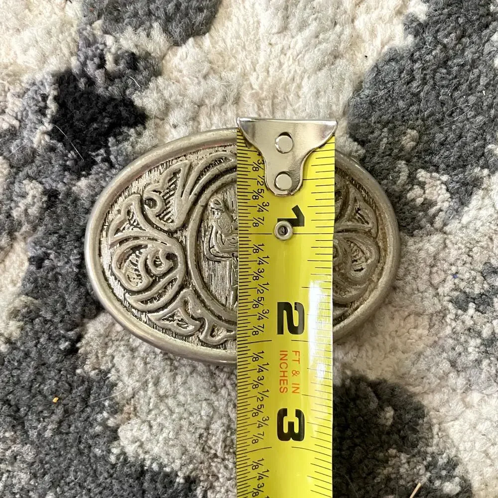 Vintage Avon Western Cowboy Saddle‎ Filigree Belt Buckle Silver Tone